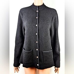 WINTER SALE ** Valerie Stevens Dark Gray Button-Up Sweater